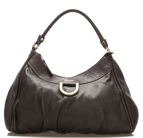 グッチ アビー 189833 ブラウン レザー ショルダーバッグ レディース GUCCI 中古