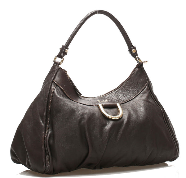 グッチ アビー 189833 ブラウン レザー ショルダーバッグ レディース GUCCI 中古