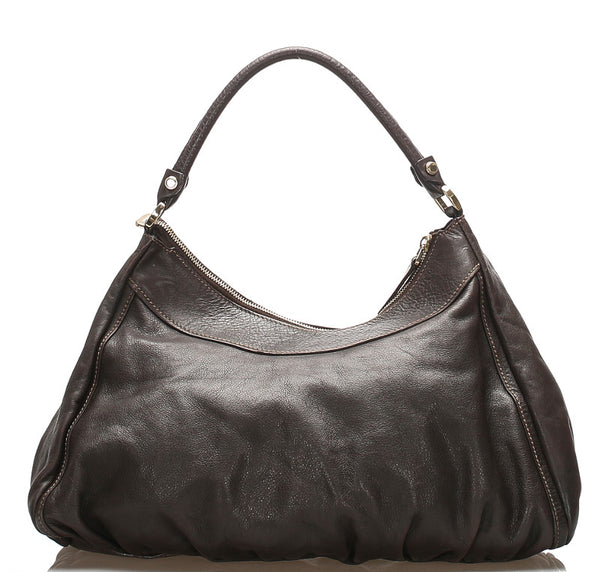 グッチ アビー 189833 ブラウン レザー ショルダーバッグ レディース GUCCI 中古