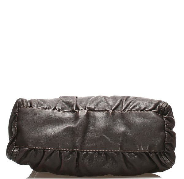 グッチ アビー 189833 ブラウン レザー ショルダーバッグ レディース GUCCI 中古