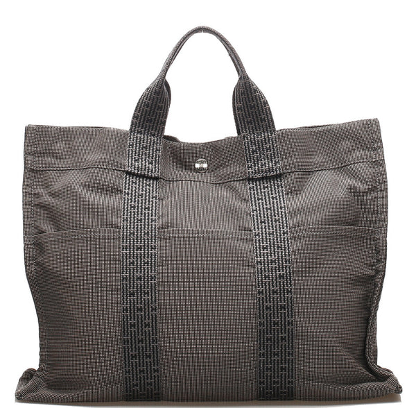 エルメス エールライン グレー キャンバス トートバッグ ユニセックス HERMES 中古