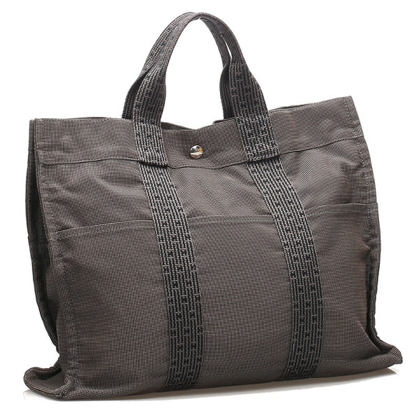 エルメス エールライン グレー キャンバス トートバッグ ユニセックス HERMES 中古