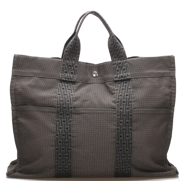 エルメス エールライン グレー キャンバス トートバッグ ユニセックス HERMES 中古