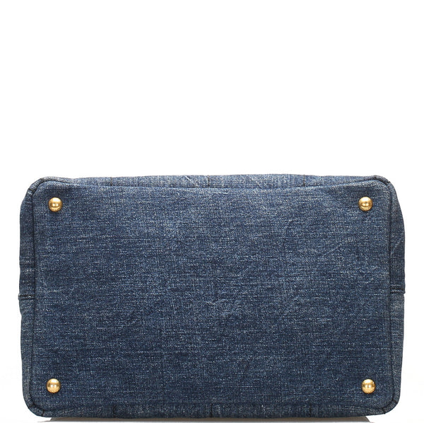 プラダ カナパ B1877B ブルー デニム ハンドバッグ レディース PRADA 中古