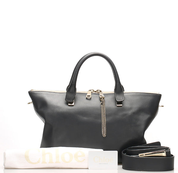 クロエ ベイリー アイボリー ネイビー レザー トートバッグ レディース Chloe 中古