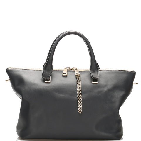 クロエ ベイリー アイボリー ネイビー レザー トートバッグ レディース Chloe 中古