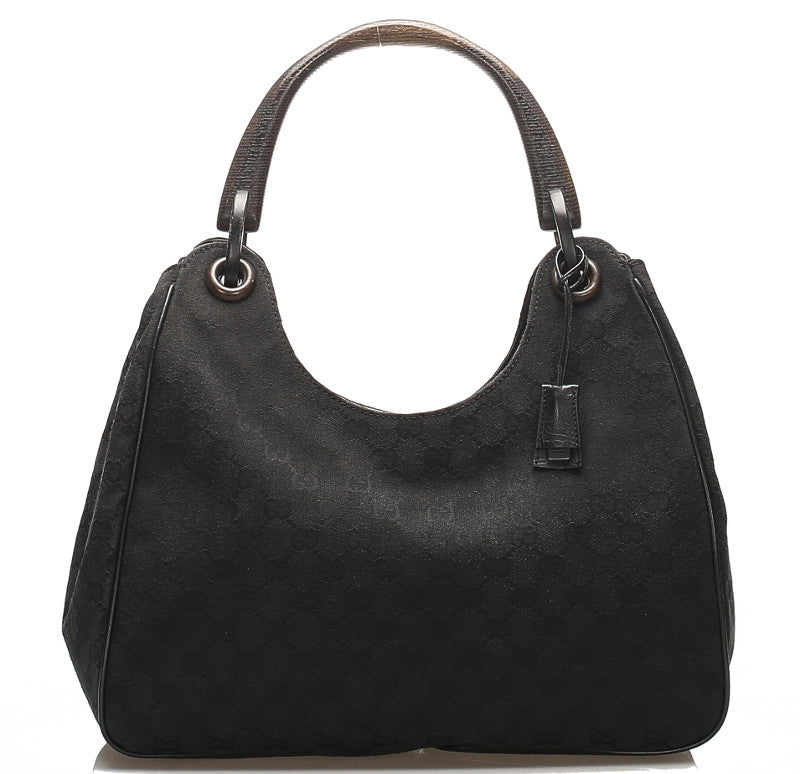 グッチ GGキャンバス バンブー 106494 ブラック 黒 キャンバス レザー ハンドバッグ レディース GUCCI 中古