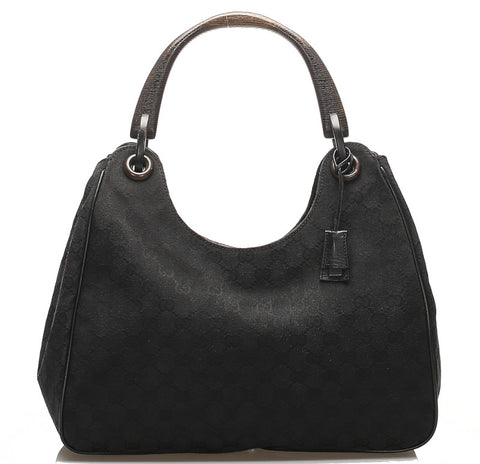 グッチ GGキャンバス バンブー 106494 ブラック 黒 キャンバス レザー ハンドバッグ レディース GUCCI 中古