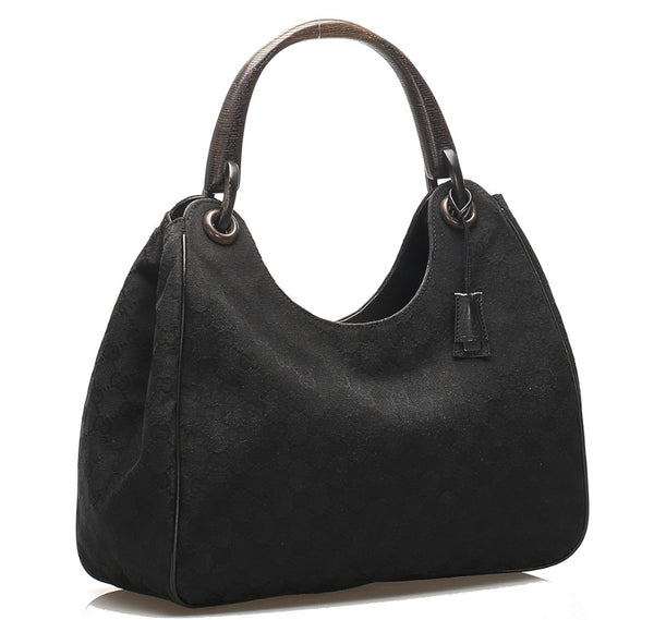グッチ GGキャンバス バンブー 106494 ブラック 黒 キャンバス レザー ハンドバッグ レディース GUCCI 中古