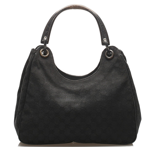 グッチ GGキャンバス バンブー 106494 ブラック 黒 キャンバス レザー ハンドバッグ レディース GUCCI 中古