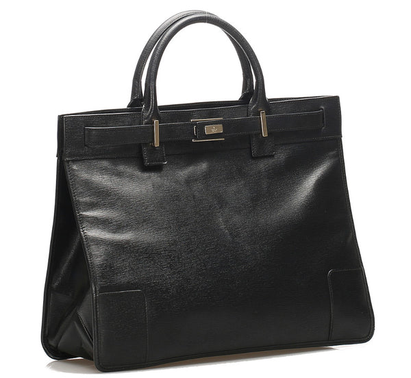 グッチ 002・1090 ブラック 黒 レザー ハンドバッグ レディース GUCCI 中古