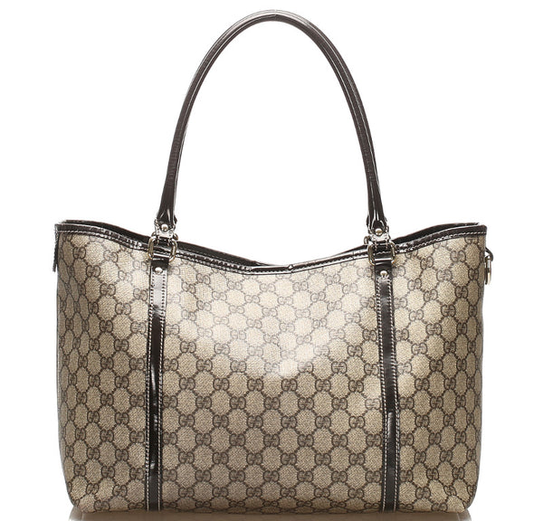 グッチ GGスプリーム 197953 ブラウン PVC レザー トートバッグ レディース GUCCI 中古