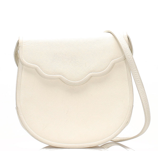 イヴ サンローラン ホワイト レザー 斜め掛け ショルダーバッグ レディース YVES SAINT LAURENT 中古