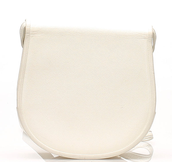 イヴ サンローラン ホワイト レザー 斜め掛け ショルダーバッグ レディース YVES SAINT LAURENT 中古