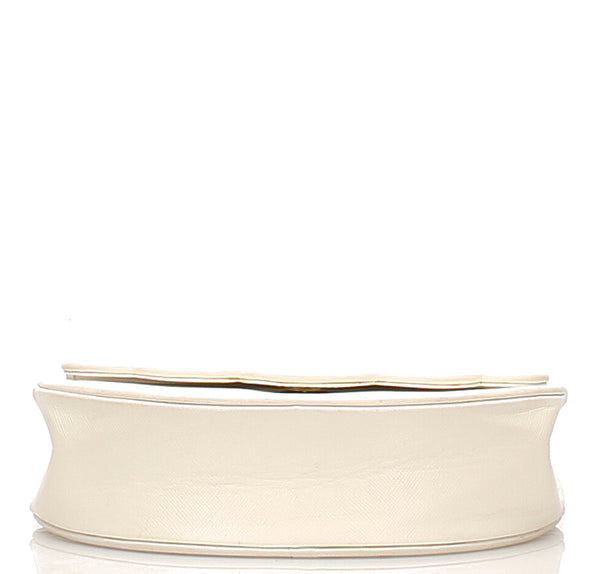 イヴ サンローラン ホワイト レザー 斜め掛け ショルダーバッグ レディース YVES SAINT LAURENT 中古