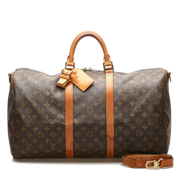 ルイ ヴィトン モノグラム キーポル バンドリエール50 M41416 ブラウン 茶 PVC レザー ボストンバッグ ユニセックス LOUIS VUITTON 中古