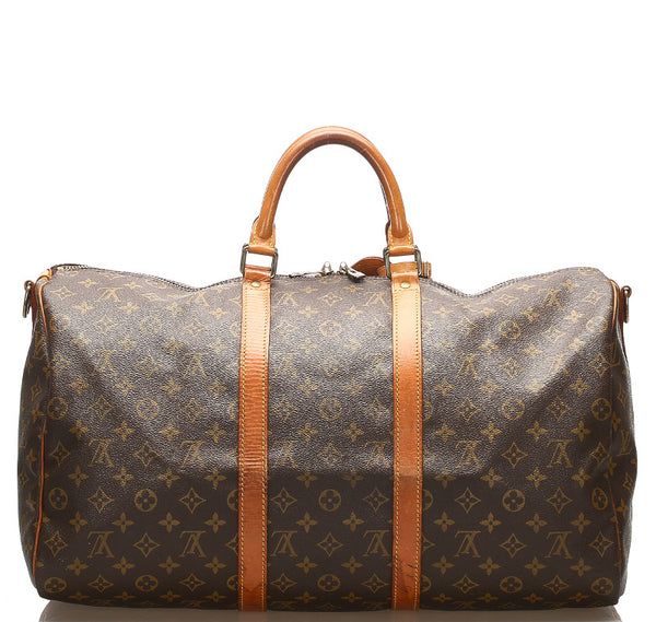 ルイ ヴィトン モノグラム キーポル バンドリエール50 M41416 ブラウン 茶 PVC レザー ボストンバッグ ユニセックス LOUIS VUITTON 中古