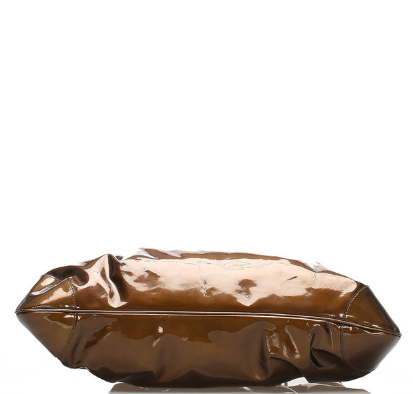 サルヴァトーレフェラガモ ガンチーニ AB-21 5370 グリーン 緑 エナメル ハンドバッグ レディース Salvatore Ferragamo 中古