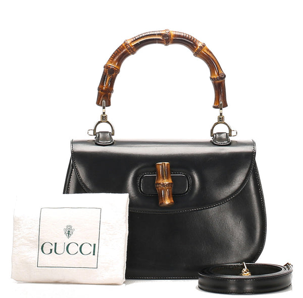 グッチ バンブー 000・1227 ブラック 黒 レザー ハンドバッグ ショルダーバッグ 2WAY レディース GUCCI 中古