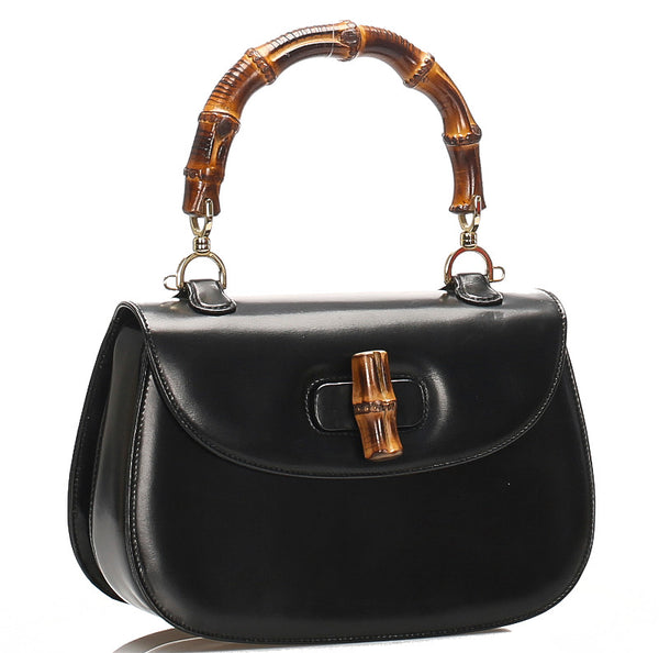 グッチ バンブー 000・1227 ブラック 黒 レザー ハンドバッグ ショルダーバッグ 2WAY レディース GUCCI 中古
