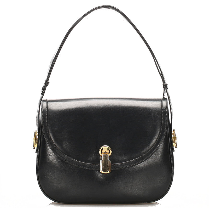 グッチ ブラック 黒 レザー ショルダーバッグ レディース GUCCI 中古