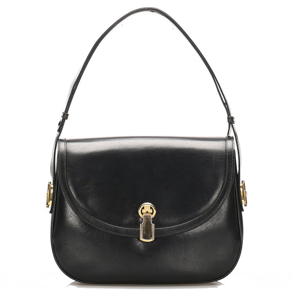 グッチ ブラック 黒 レザー ショルダーバッグ レディース GUCCI 中古