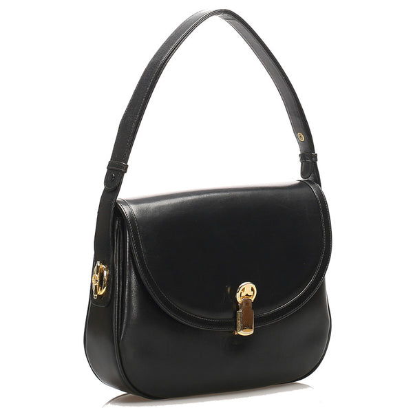 グッチ ブラック 黒 レザー ショルダーバッグ レディース GUCCI 中古