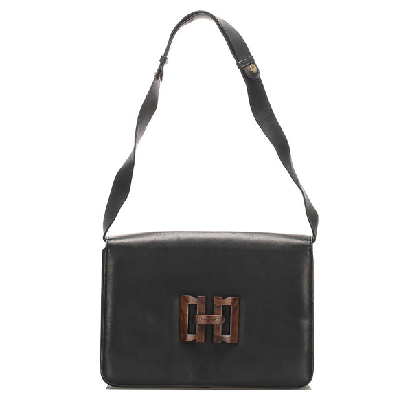 サルヴァトーレフェラガモ AQ21 7722 ブラック レザー 肩掛け ショルダーバッグ レディース Salvatore Ferragamo 中古