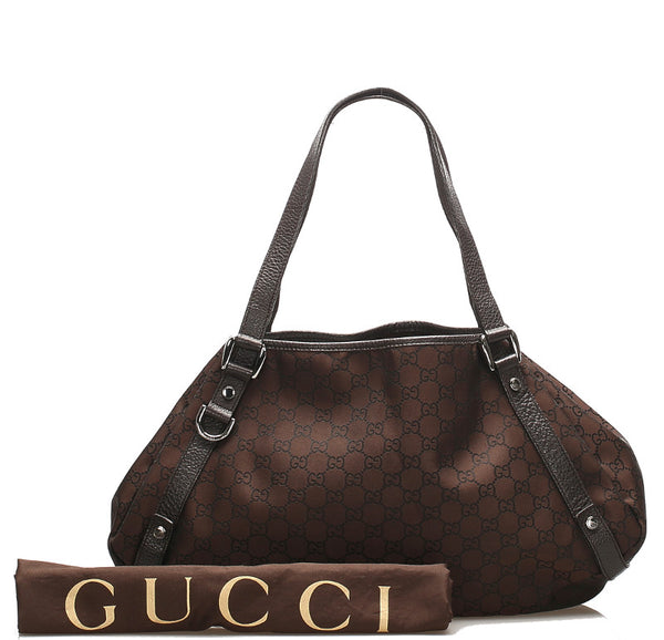 グッチ GGキャンバス ブラウン キャンバス レザー トートバッグ レディース GUCCI 中古