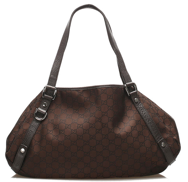 グッチ GGキャンバス ブラウン キャンバス レザー トートバッグ レディース GUCCI 中古