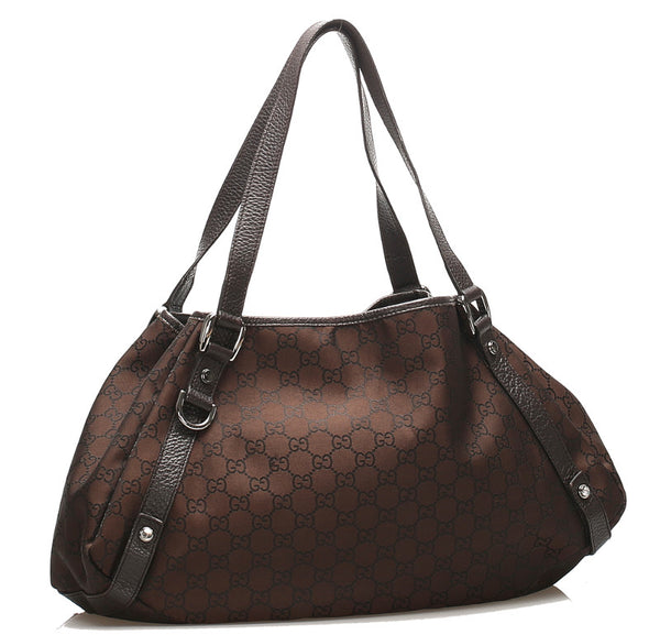 グッチ GGキャンバス ブラウン キャンバス レザー トートバッグ レディース GUCCI 中古