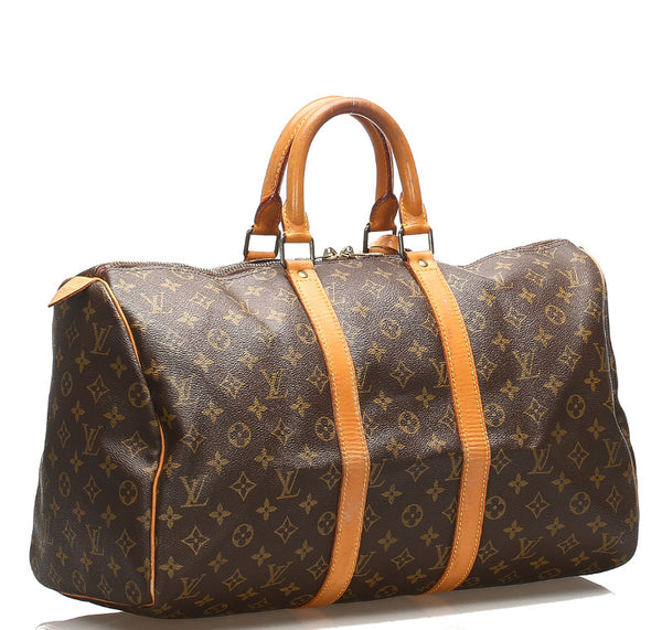 ルイ ヴィトン モノグラム キーポル45 M41428 ブラウン 茶 PVC レザー ボストンバッグ ユニセックス LOUIS VUITTON 中古