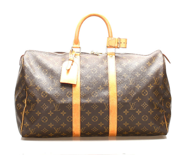 ルイ ヴィトン モノグラム キーポル45 M41428 ブラウン PVC レザー ボストンバッグ レディース LOUIS VUITTON 中古