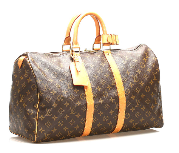 ルイ ヴィトン モノグラム キーポル45 M41428 ブラウン PVC レザー ボストンバッグ レディース LOUIS VUITTON 中古
