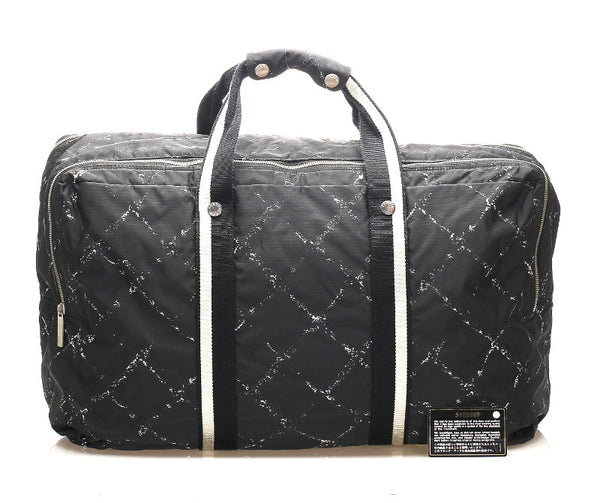シャネル トラベルライン ブラック 黒 ナイロン ボストンバッグ ユニセックス CHANEL 中古