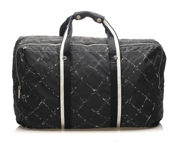 シャネル トラベルライン ブラック 黒 ナイロン ボストンバッグ ユニセックス CHANEL 中古