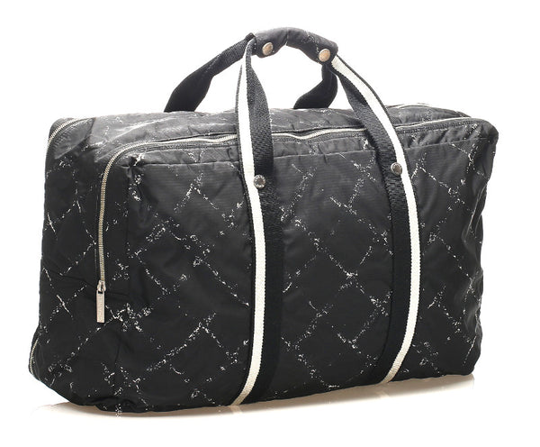 シャネル トラベルライン ブラック 黒 ナイロン ボストンバッグ ユニセックス CHANEL 中古
