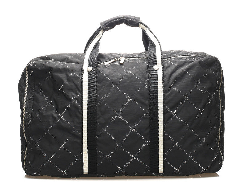 シャネル トラベルライン ブラック 黒 ナイロン ボストンバッグ ユニセックス CHANEL 中古