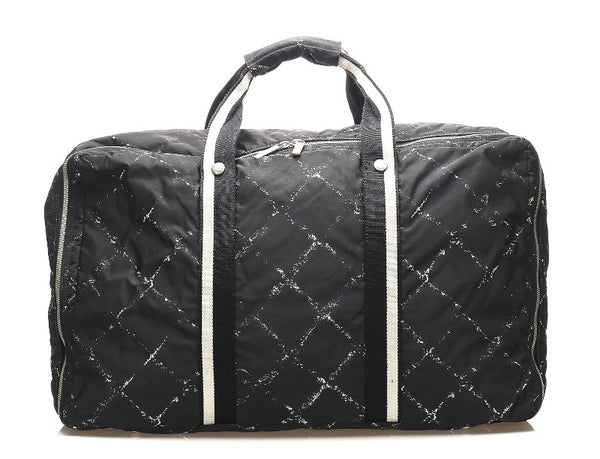 シャネル トラベルライン ブラック 黒 ナイロン ボストンバッグ ユニセックス CHANEL 中古