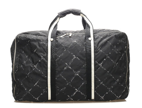 シャネル トラベルライン ブラック 黒 ナイロン ボストンバッグ ユニセックス CHANEL 中古