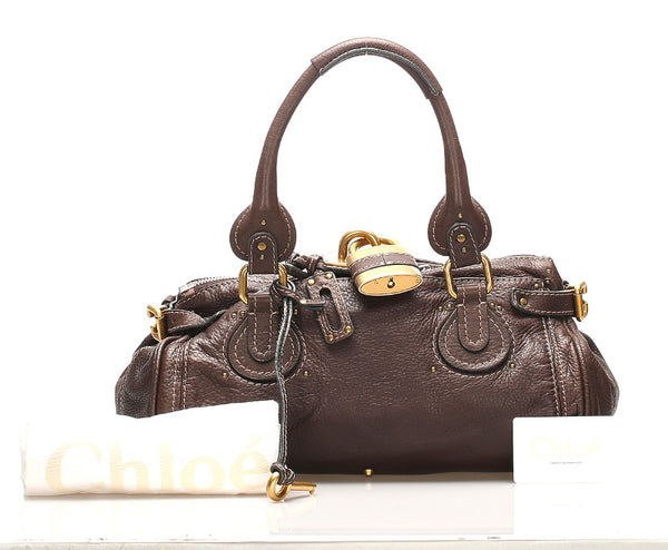 クロエ パディントン ブラウン レザー ショルダーバッグ レディース Chloe 中古
