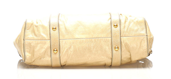 ミュウミュウ ベージュ レザー ハンドバッグ レディース MIUMIU 中古