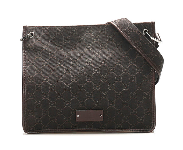 グッチ GGキャンバス 91762 ブラウン キャンバス レザー 肩掛け ショルダーバッグ レディース GUCCI 中古