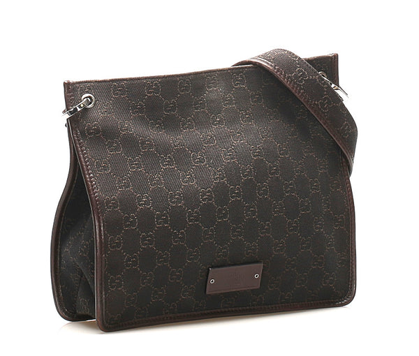 グッチ GGキャンバス 91762 ブラウン キャンバス レザー 肩掛け ショルダーバッグ レディース GUCCI 中古