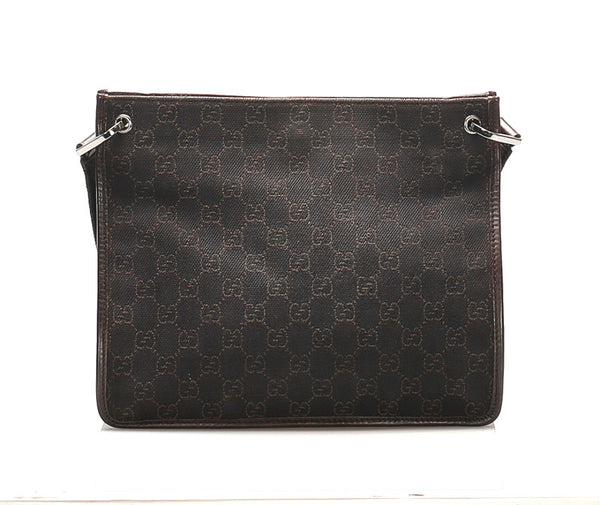 グッチ GGキャンバス 91762 ブラウン キャンバス レザー 肩掛け ショルダーバッグ レディース GUCCI 中古