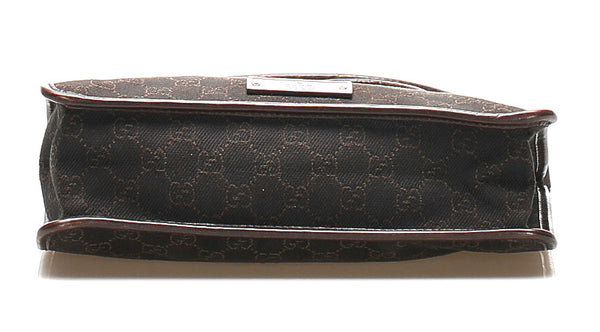 グッチ GGキャンバス 91762 ブラウン キャンバス レザー 肩掛け ショルダーバッグ レディース GUCCI 中古