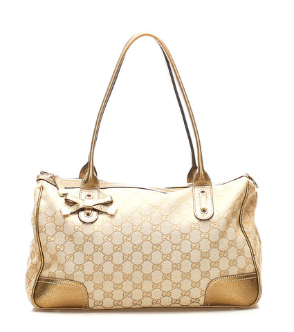 グッチ GGキャンバス 177052 ベージュ ゴールド キャンバス レザー ショルダーバッグ レディース GUCCI 中古