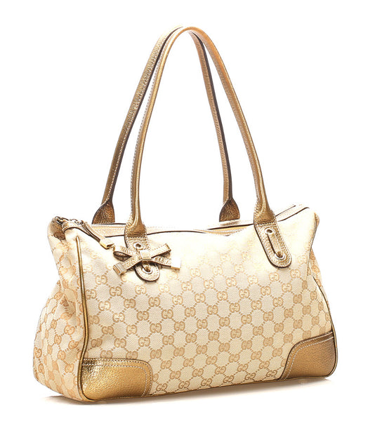 グッチ GGキャンバス 177052 ベージュ ゴールド キャンバス レザー ショルダーバッグ レディース GUCCI 中古