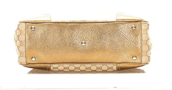 グッチ GGキャンバス 177052 ベージュ ゴールド キャンバス レザー ショルダーバッグ レディース GUCCI 中古