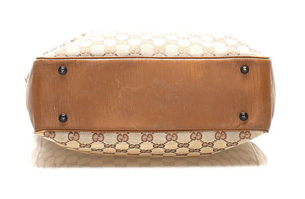 グッチ GGキャンバス ウッド 112530 ブラウン キャンバス レザー トートバッグ レディース GUCCI 中古